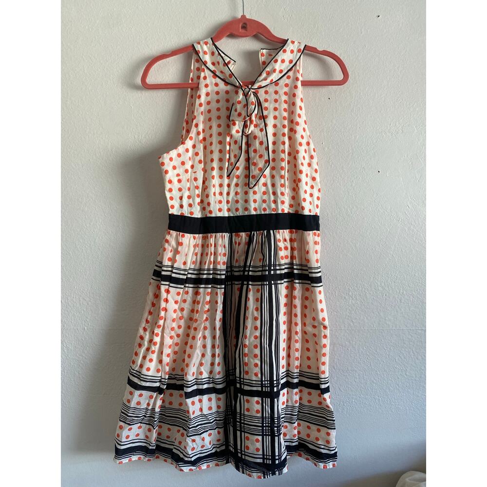 Maeve by Anthropologie Women's Sleeveless Polka Dot Tie-Neck Dress